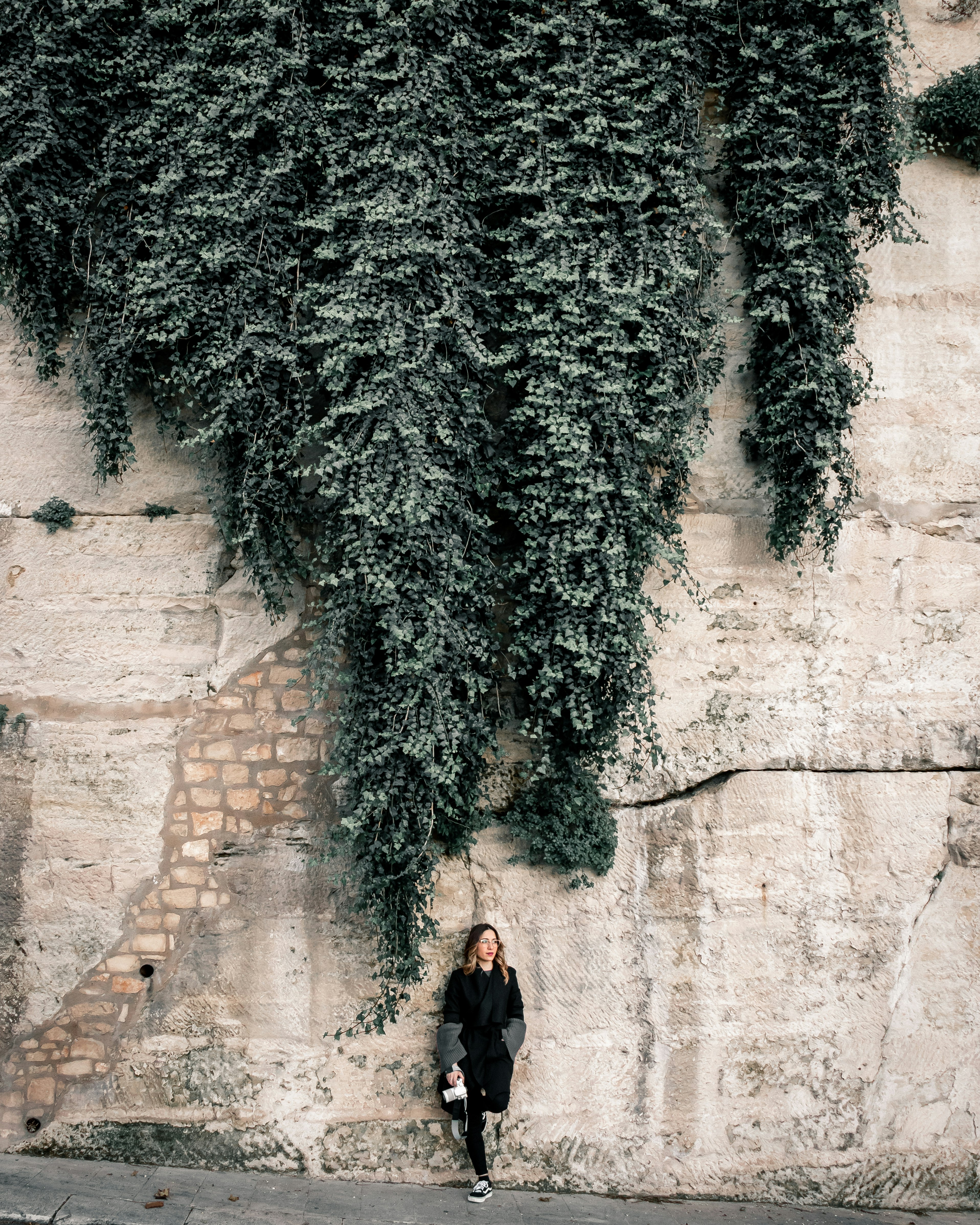 woman in black jacket standing beside green tree during daytime
