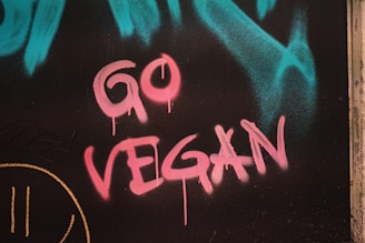 red and white go vegan text
