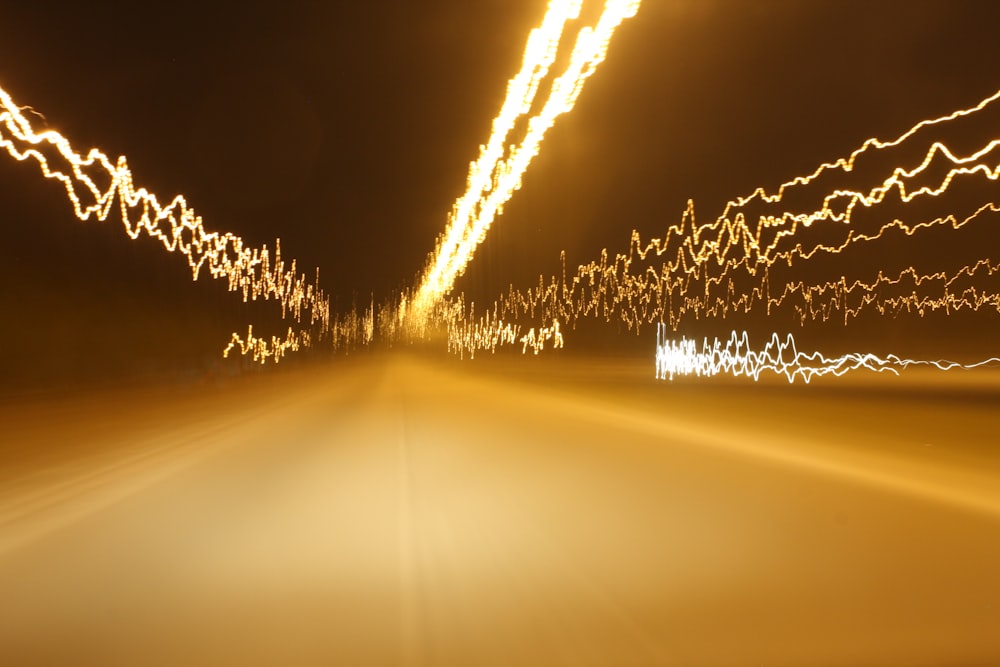 white string lights on black background