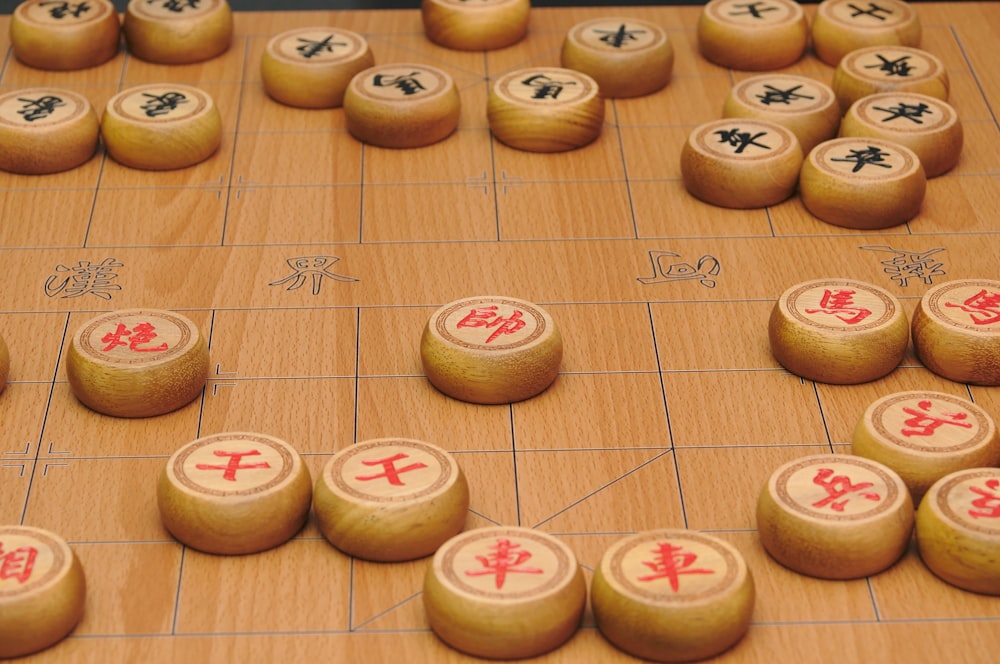 brown and red wooden game board