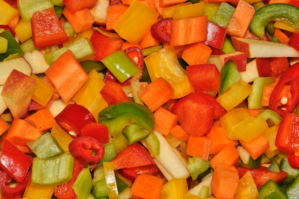 sliced orange and green fruit