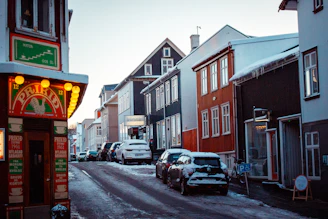 downtown Reykjavik, Iceland after small snowstorm