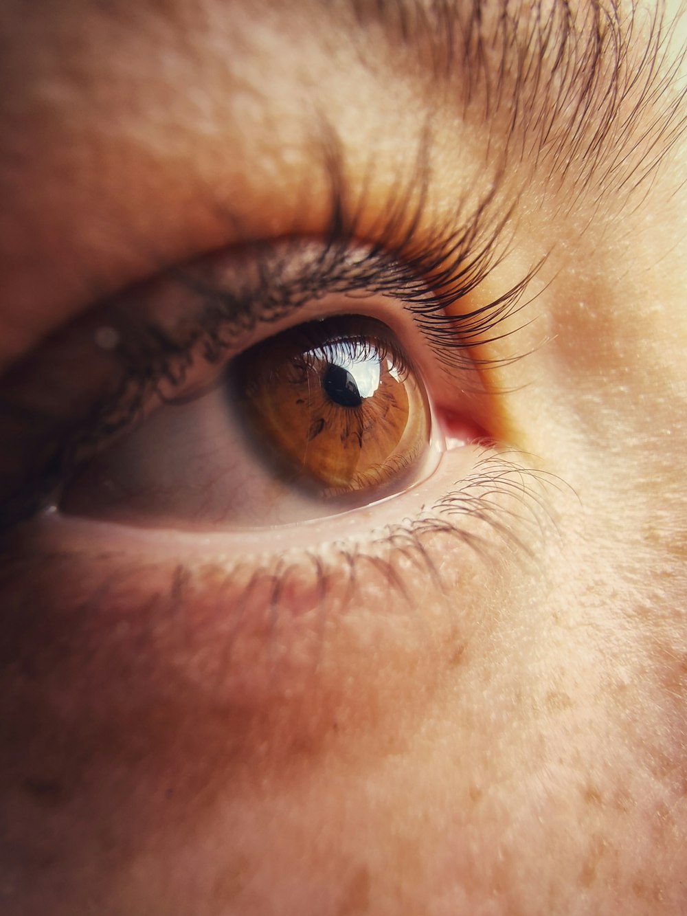 persons eye in close up photography