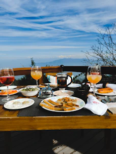 Breakfast served at a beautifully set table with fresh local ingredients.