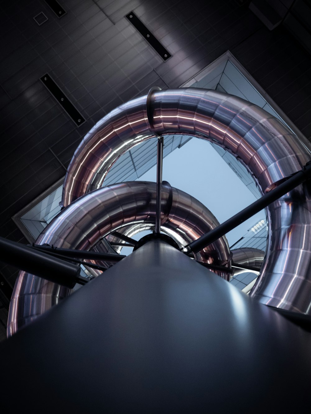 low angle photography of building interior