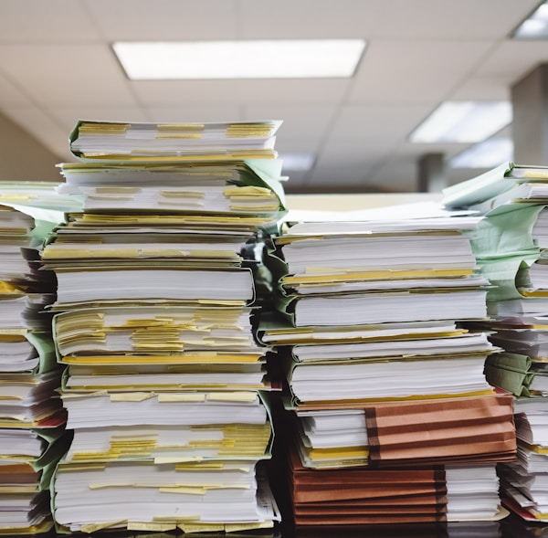 stack of books on table