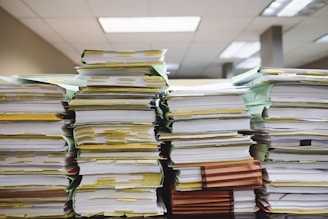 stack of books on table