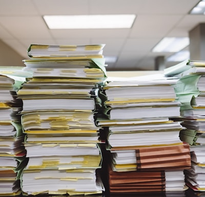 stack of books on table