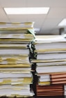 stack of books on table