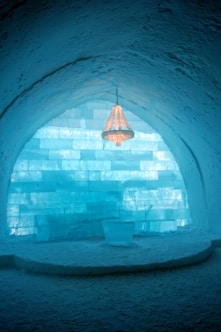 blue and white concrete tunnel