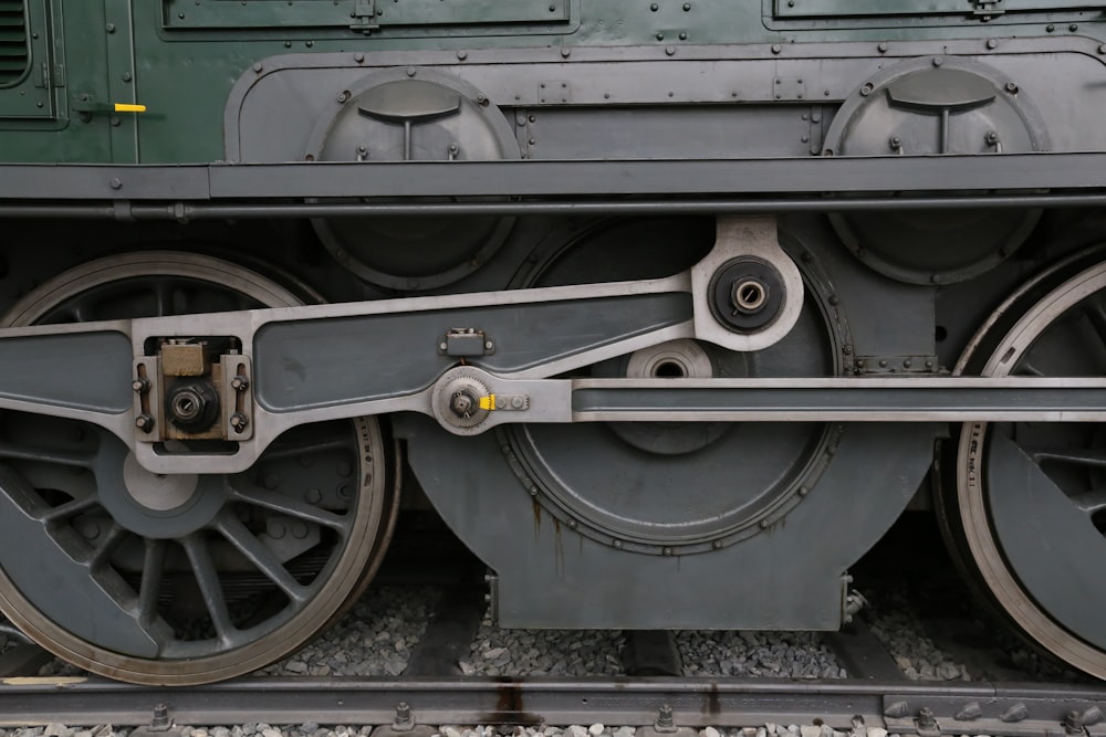 black and silver train wheel