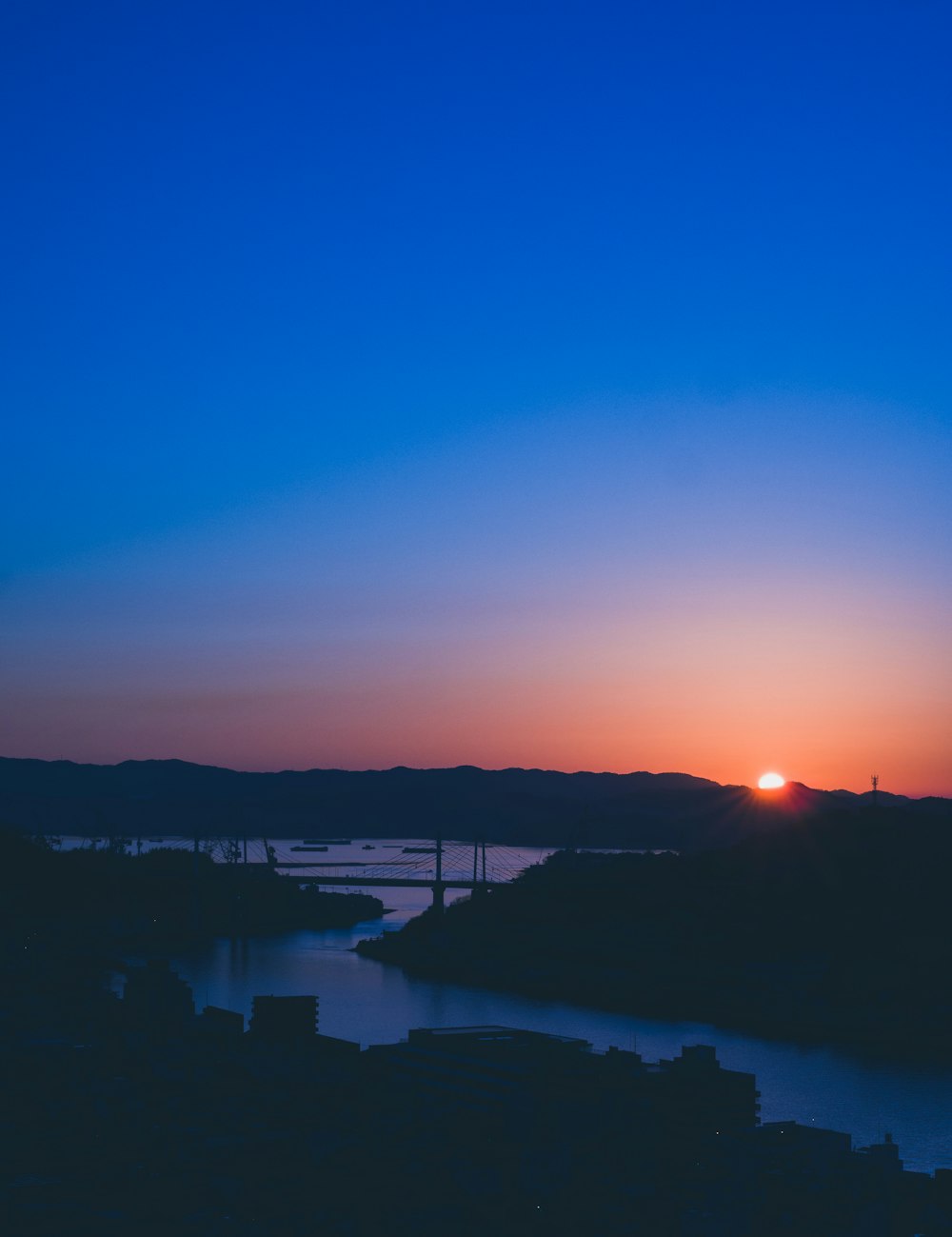 silhouette of mountain during sunset