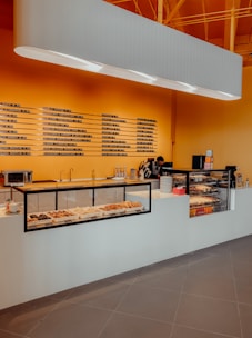 clear glass display counter with food display