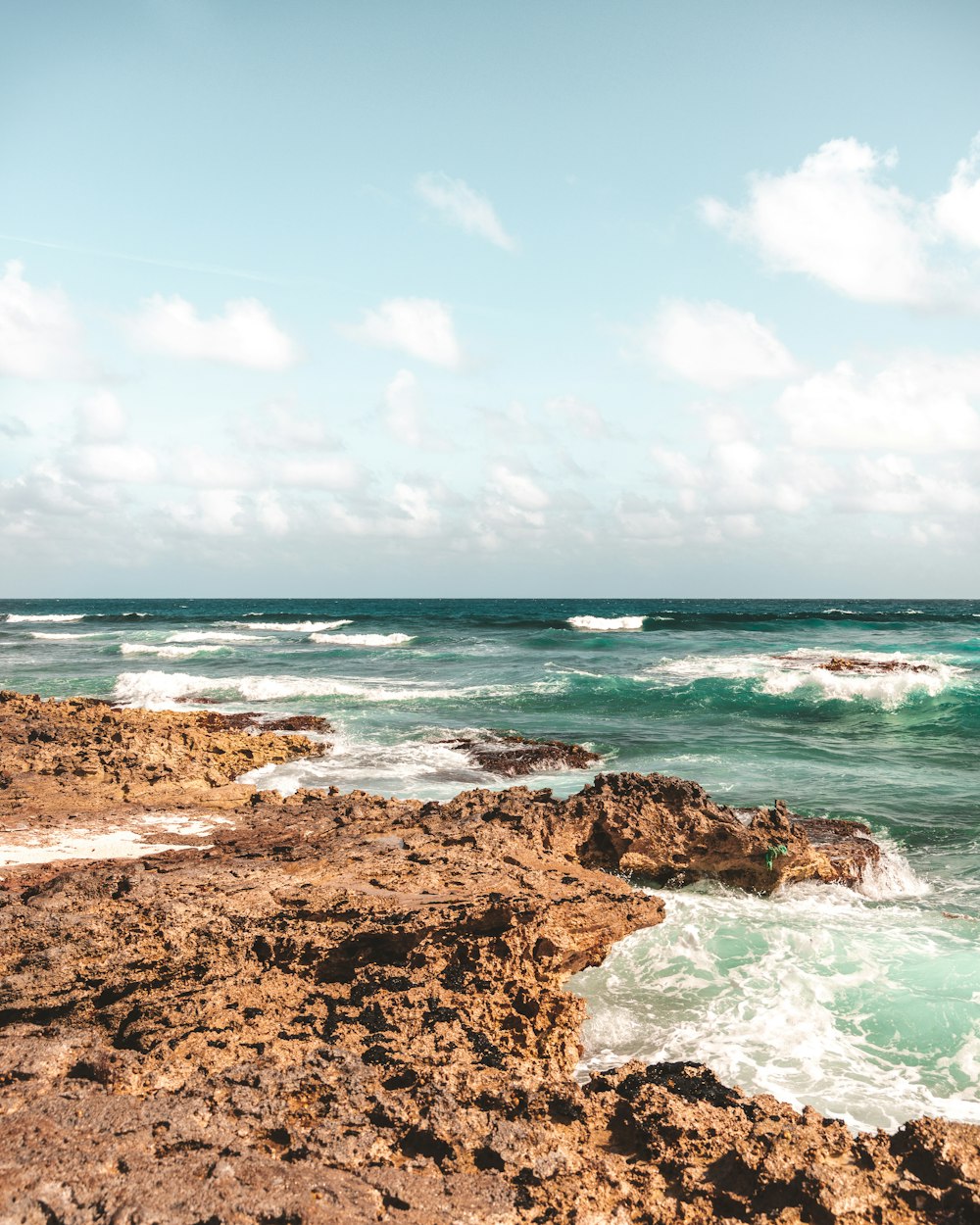 brown rocky shore under blue sky during daytime