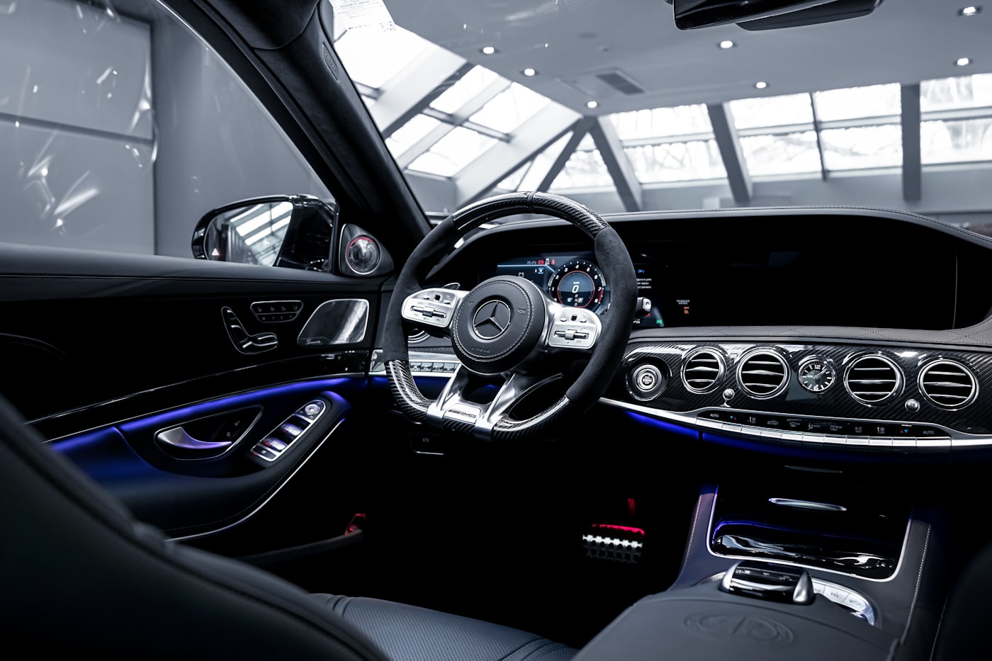 Premium vehicle interior with modern controls