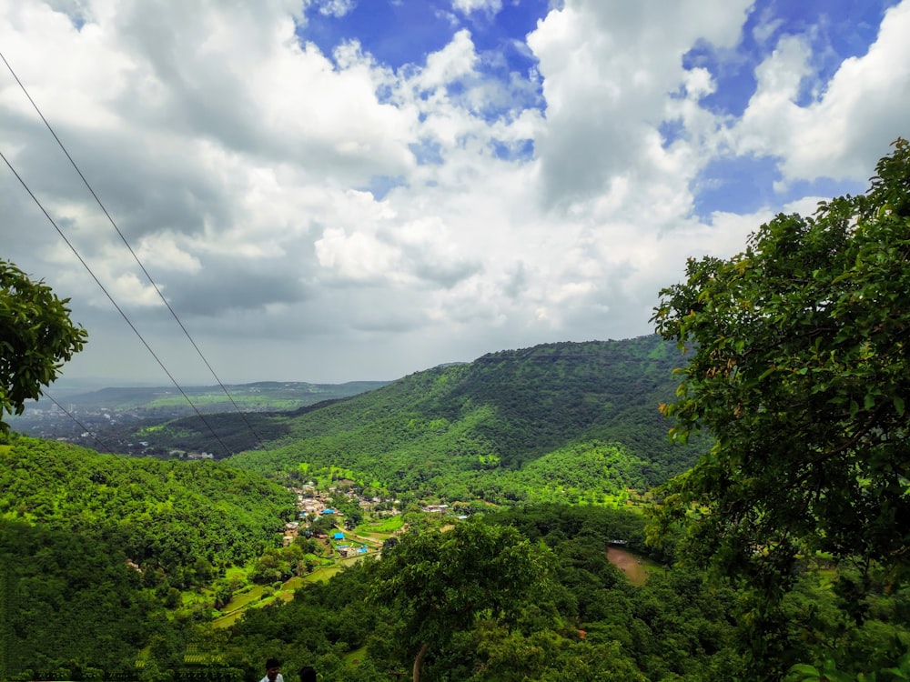 green trees on mountain under white clouds during daytime