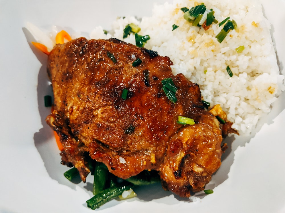 cooked food on white ceramic plate