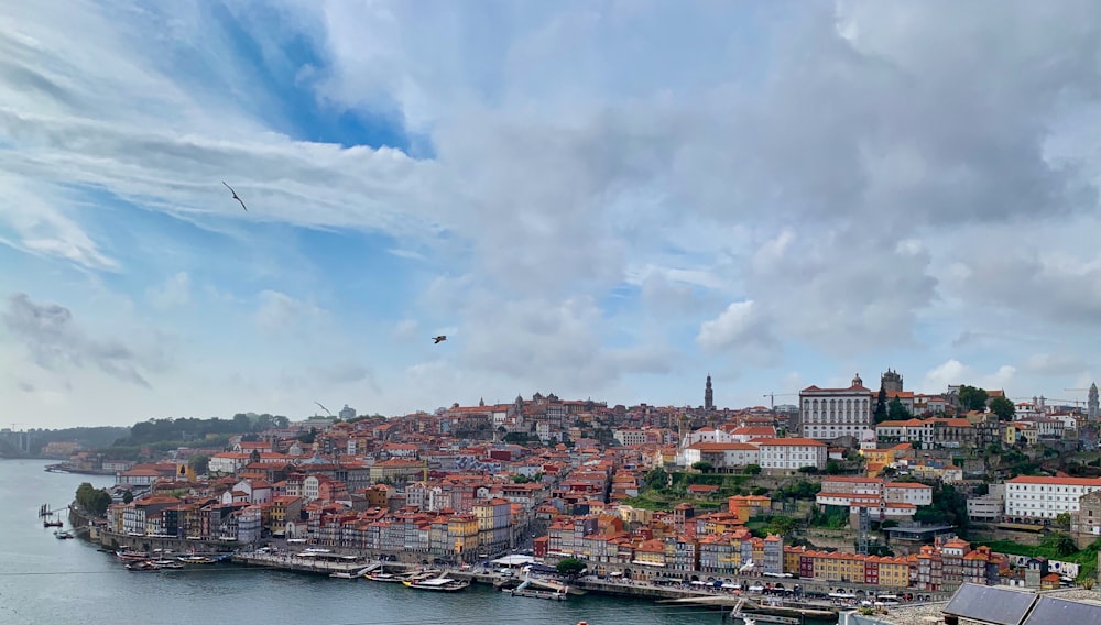 city buildings near body of water under cloudy sky during daytime