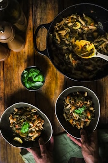 cooked food on black bowl
