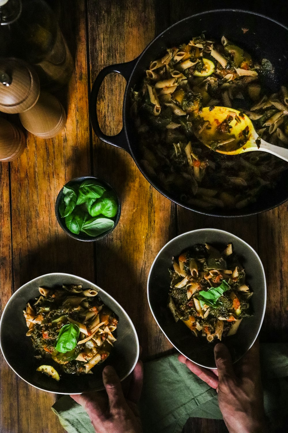 cooked food on black bowl