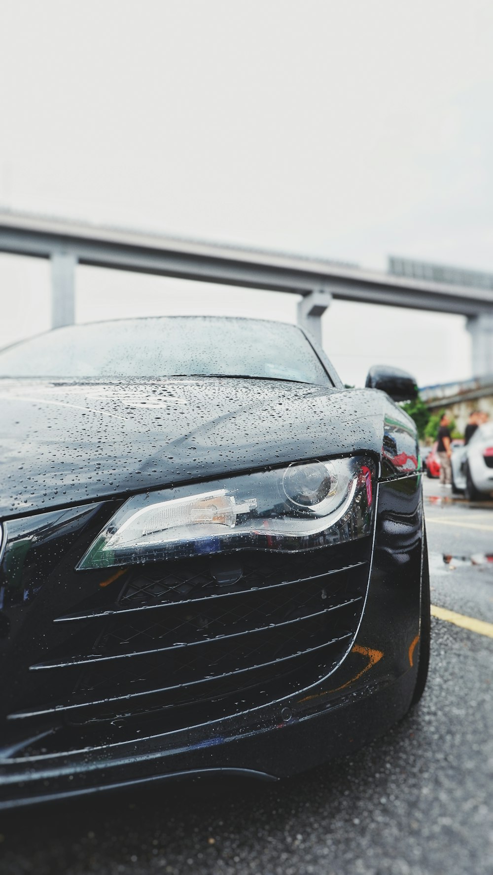 black car on the road