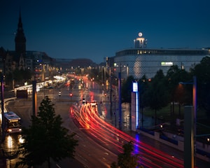 time lapse photography of cars on road during night time