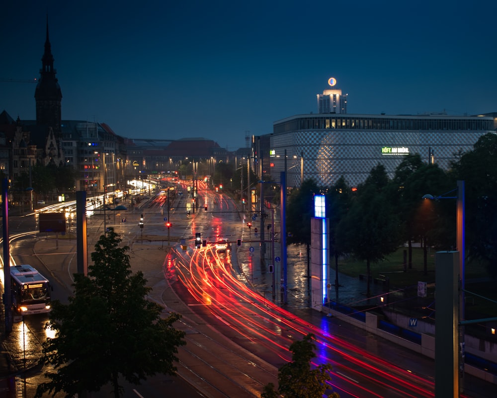 time lapse photography of cars on road during night time