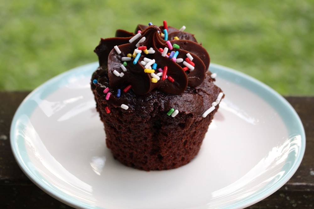 chocolate cake on white ceramic plate