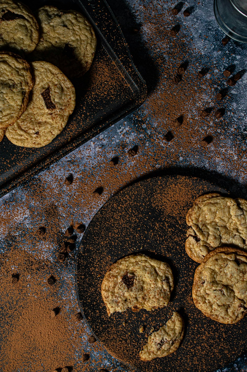 cookies on black metal tray