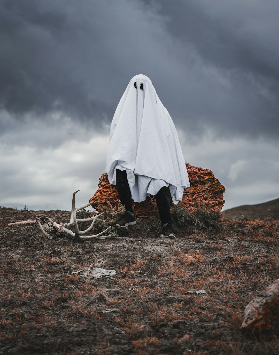 While exploring Saskatchewan's vast openness to take a ghost costume portrait, we found a deer skull and antlers near a boulder. We knew immediately that this was the shot we were looking for!
IG 👉@tandemxvisuals
