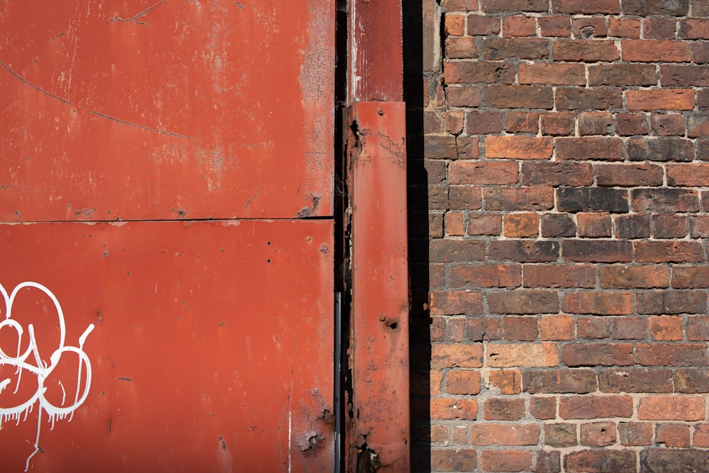 red and black wooden door