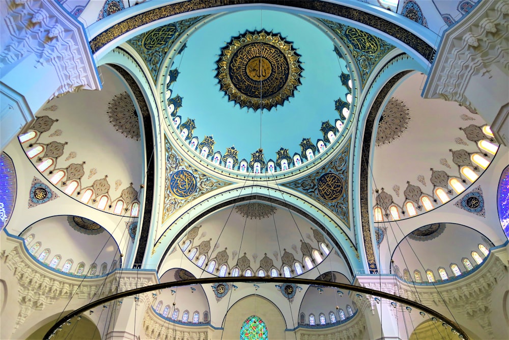 blue and white floral ceiling