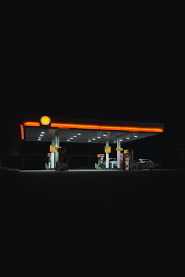 Nighttime view of a well-lit fuel station showcasing operational excellence.