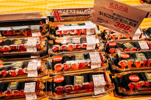 brown and red plastic packs