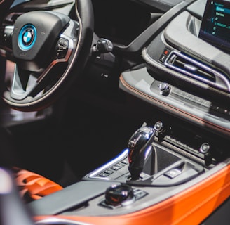 black and orange car interior