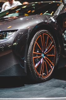 black and silver car wheel