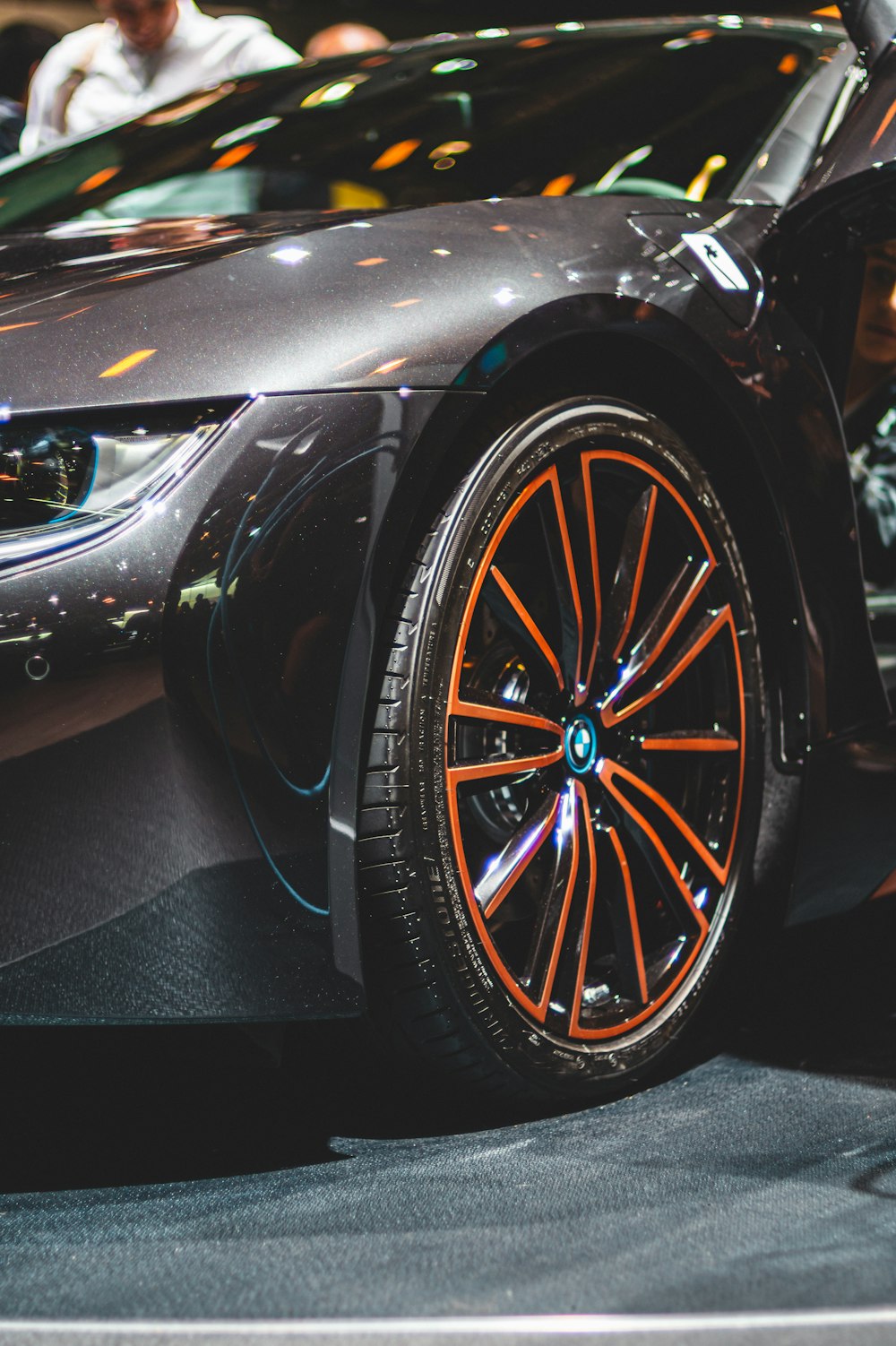 black and silver car wheel