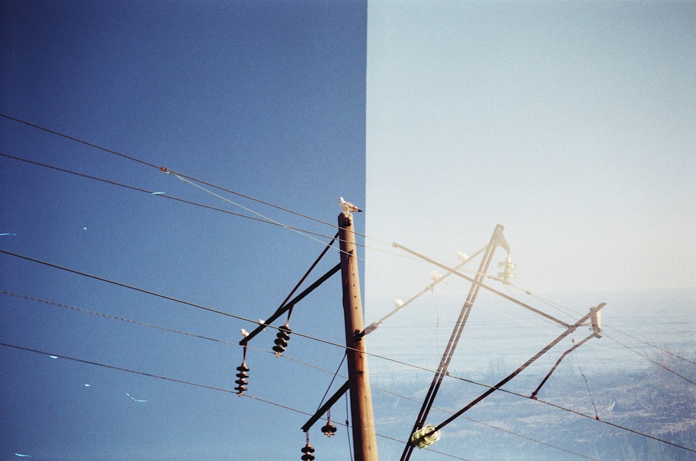 white electric post under blue sky during daytime