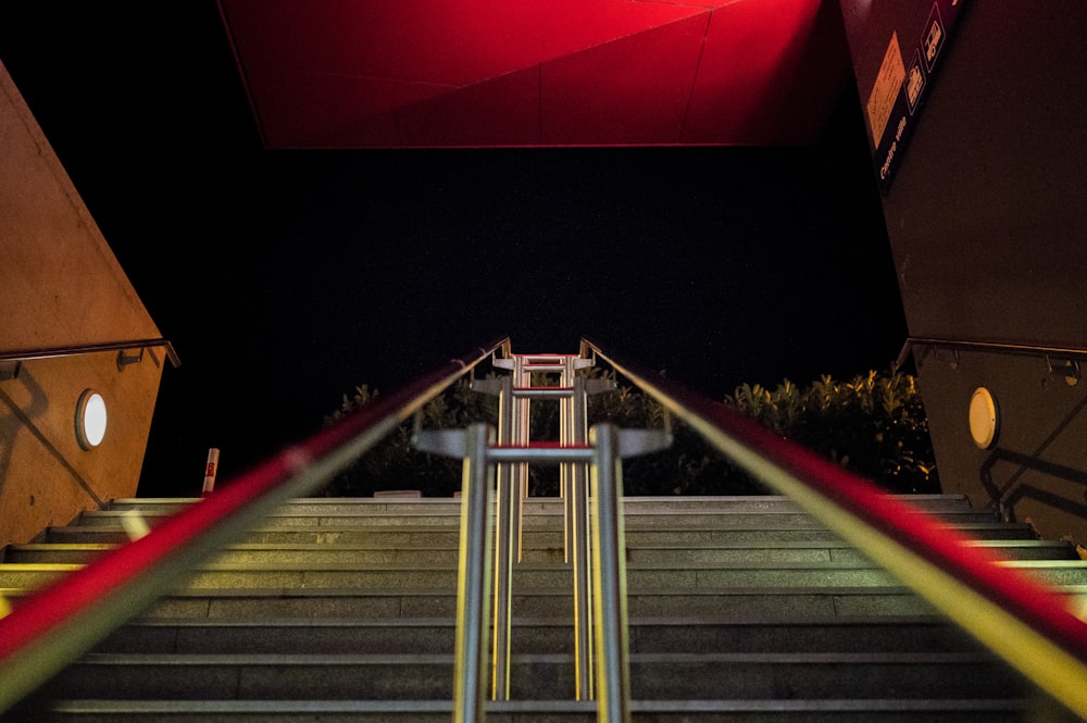 red and black concrete stairs