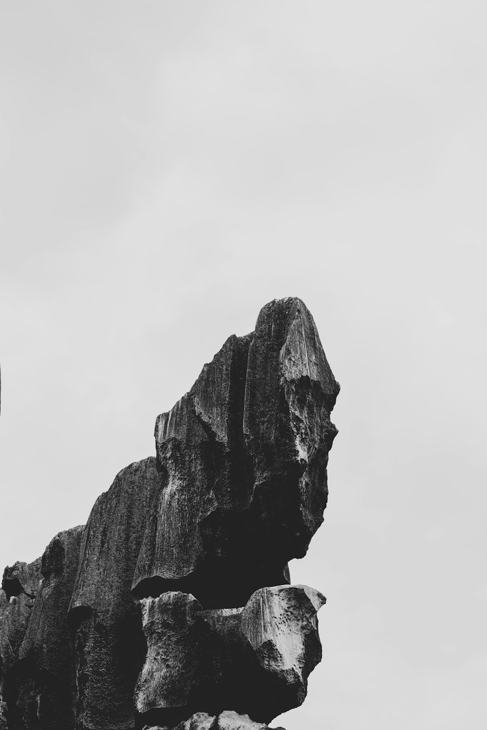 grayscale photo of rocky mountain