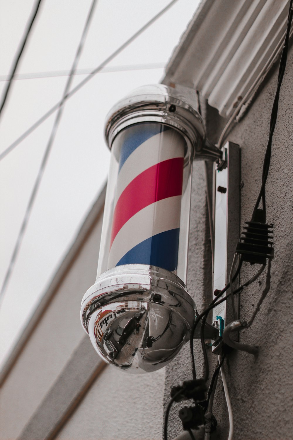 white red and blue striped post