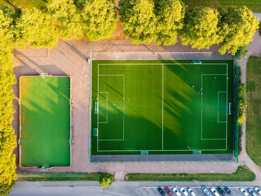 green and white soccer field