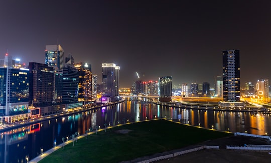 city skyline during night time in Business Bay - Dubai - United Arab Emirates United Arab Emirates