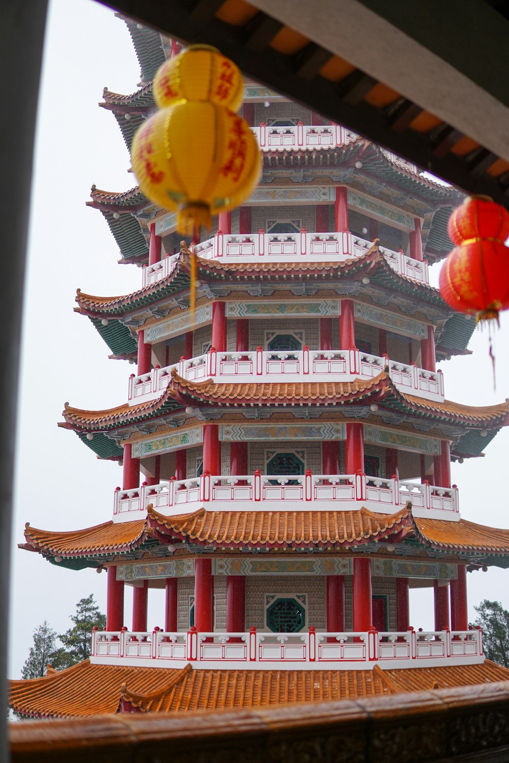 red and white chinese temple