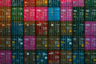 red and black plastic crates