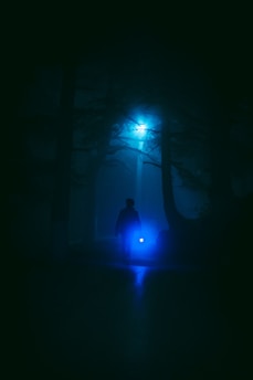 silhouette of person in tunnel