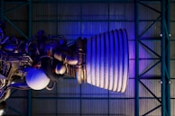 blue and white light fixture