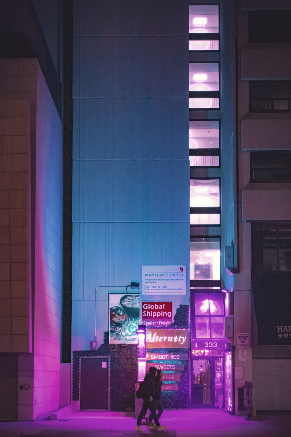 blue and white concrete building