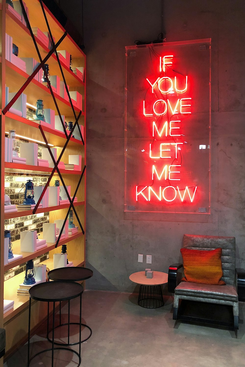 red and white love neon light signage