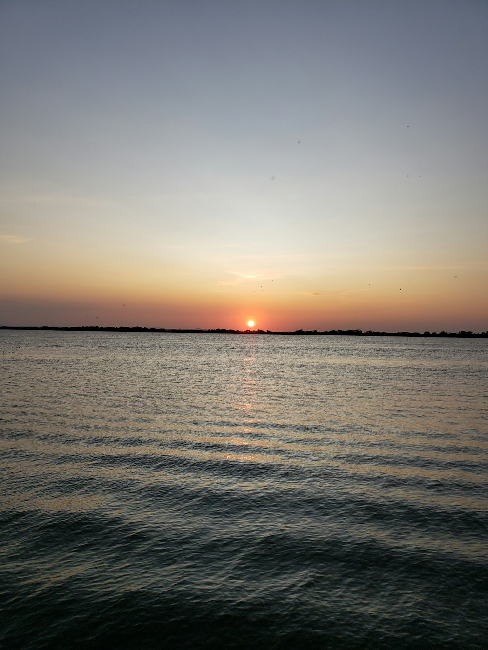 body of water during sunset